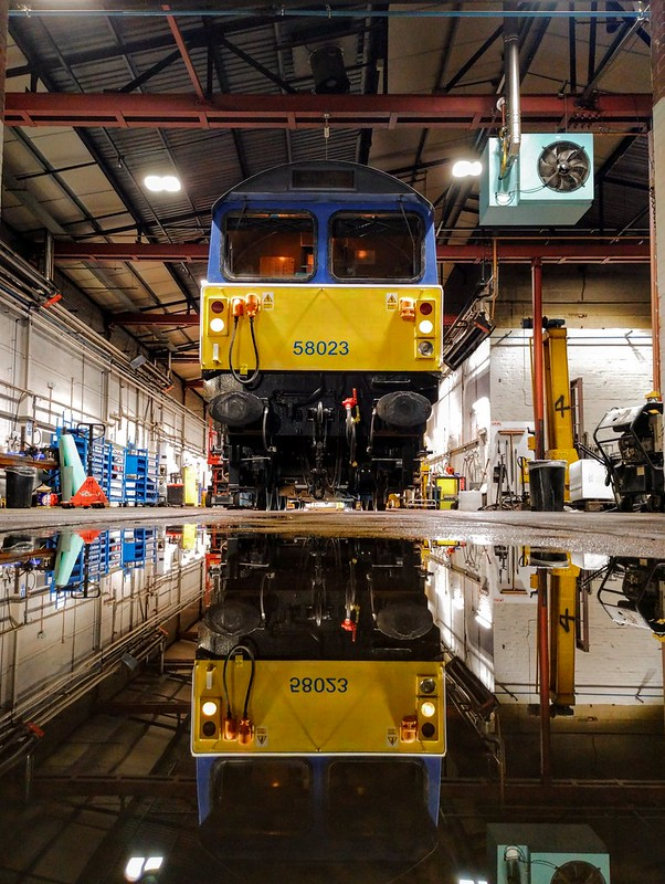 Class 58 023 undergoing final preparations before it's move to the SVR